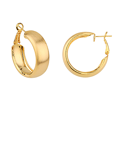 Brushed Metal Bold Hoops Dipped Gold