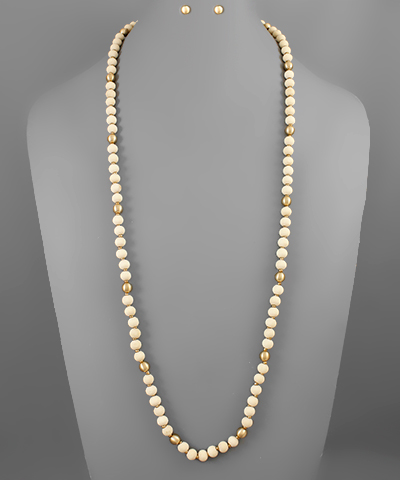 Wood Ball Necklace Ivory