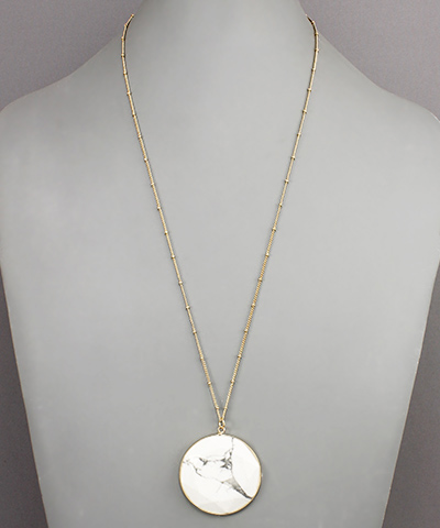 Circle Stone Necklace White Howlite