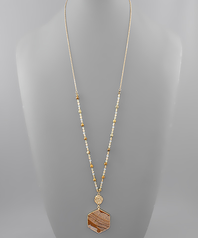 Hexagon Stone Bead Necklace Picture Jasper