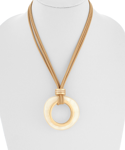 Acetate Circle Pendant Cord Necklace