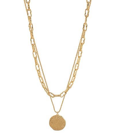 Layered Textured & Round Pendant Necklace