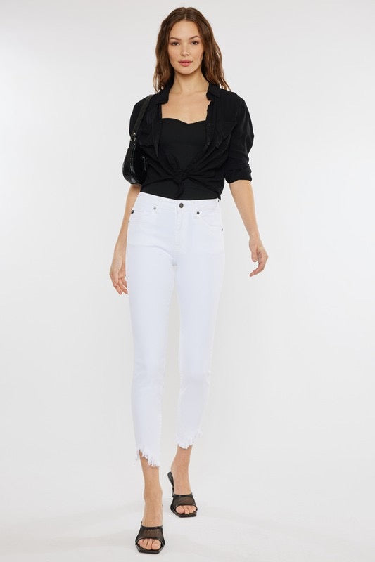 KanCan Fray Hem White Skinny-White : 0-23