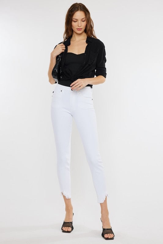 KanCan Fray Hem White Skinny-White : 0-23