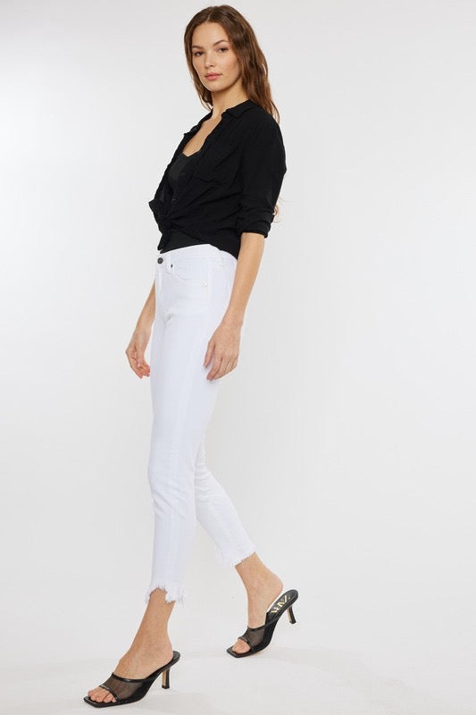 KanCan Fray Hem White Skinny-White : 0-23