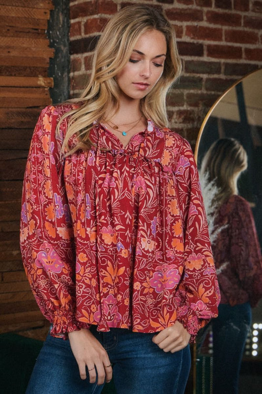 Francie Floral Blouse Red