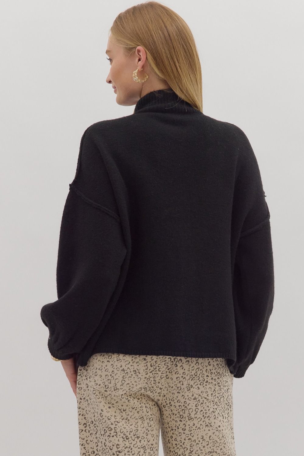 Mallory Mock Neck Cardigan Black