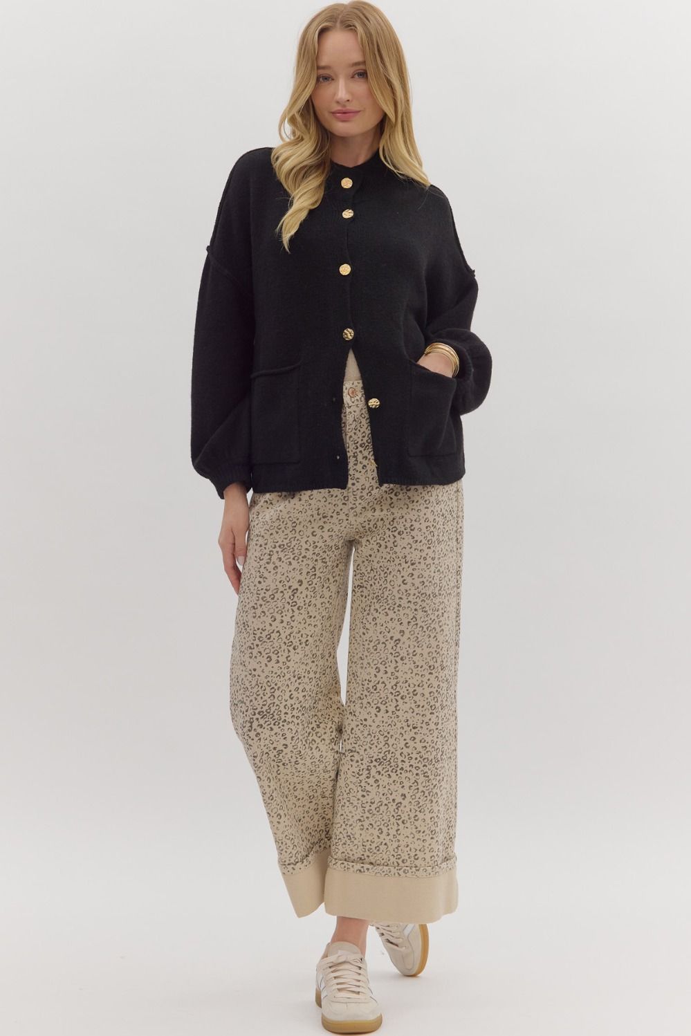 Mallory Mock Neck Cardigan Black