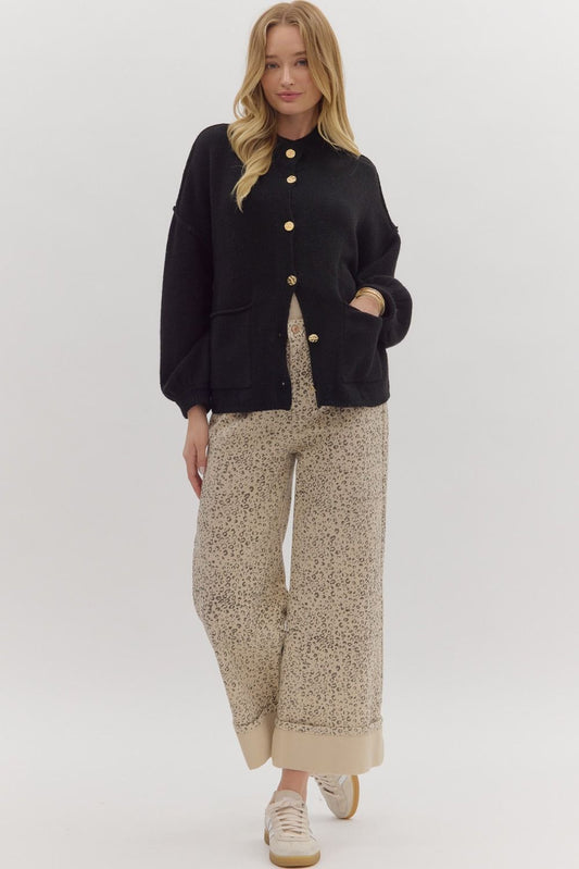 Mallory Mock Neck Cardigan Black