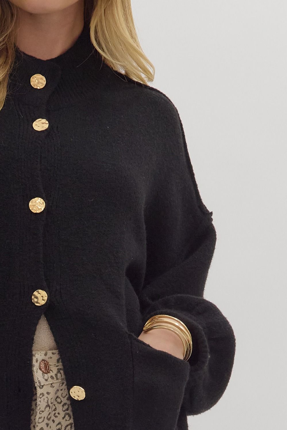 Mallory Mock Neck Cardigan Black