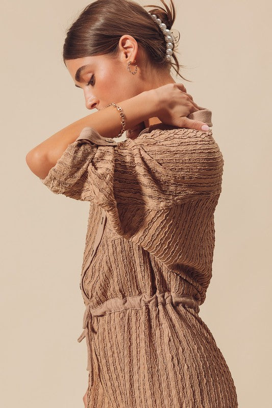 Trinity Textured Knit Romper Coffee