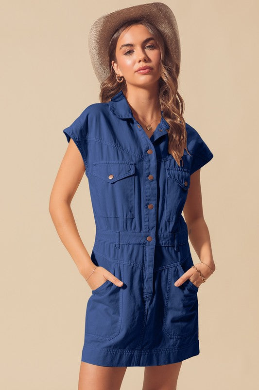 Skylar Safari Utility Dress Navy