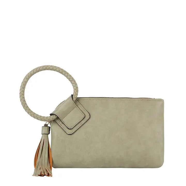 Braided Ring Hand Wristlet Sage