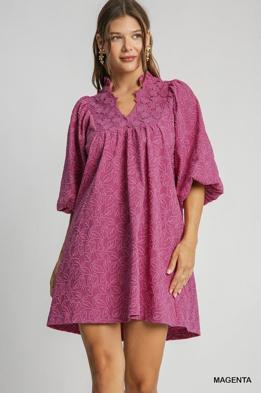 Ivey Jacquard A-Line Dress Magenta