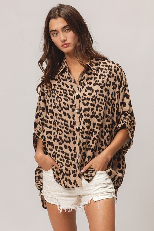 Kitty Leopard Print Blouse