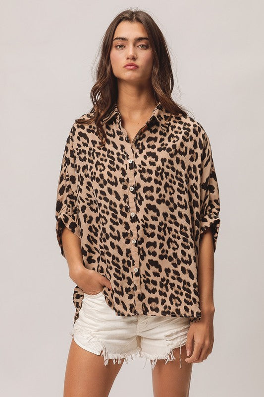 Kitty Leopard Print Blouse