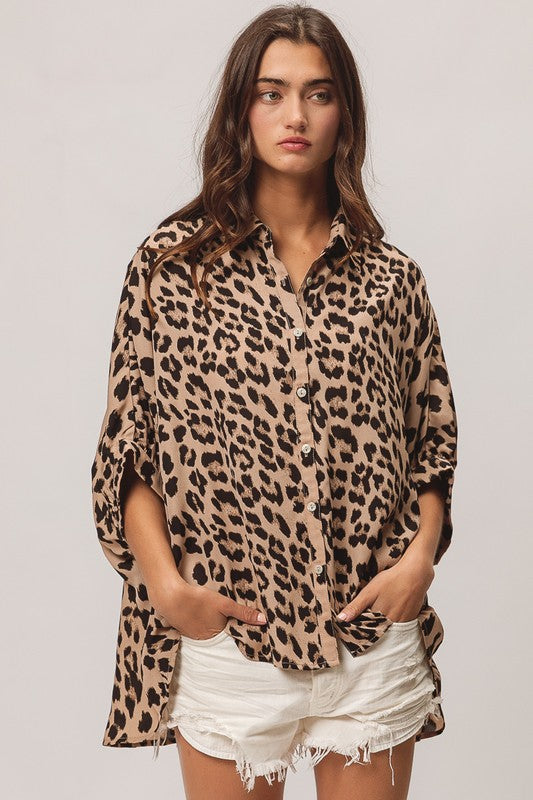 Kitty Leopard Print Blouse