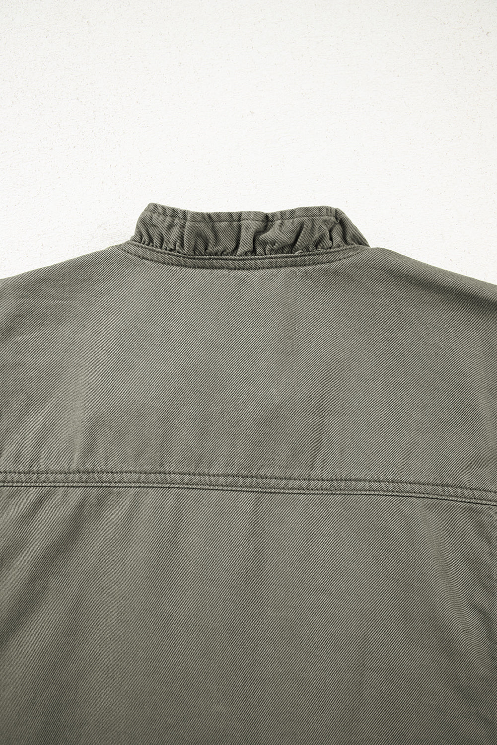 Randa Ruffled Patchwork Denim Vest Olive