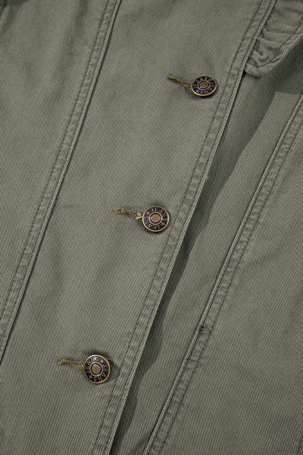 Randa Ruffled Patchwork Denim Vest Olive