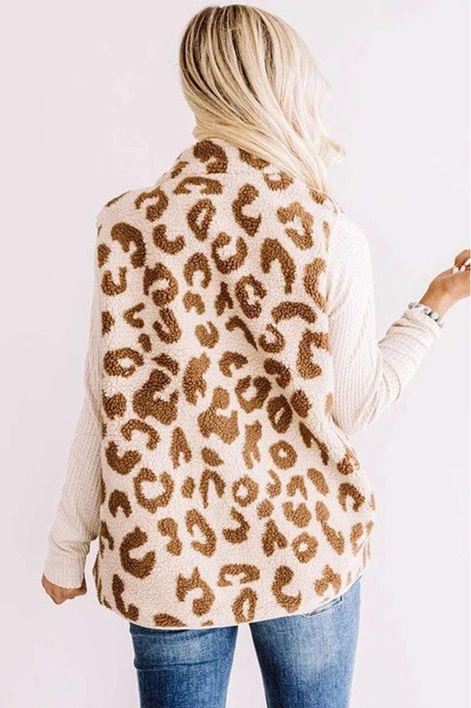 Frida Furry Leopard Vest Brown