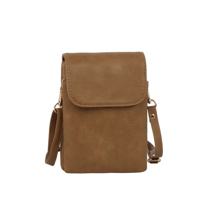 Front Zip Pocket Mini Crossbody Mocha