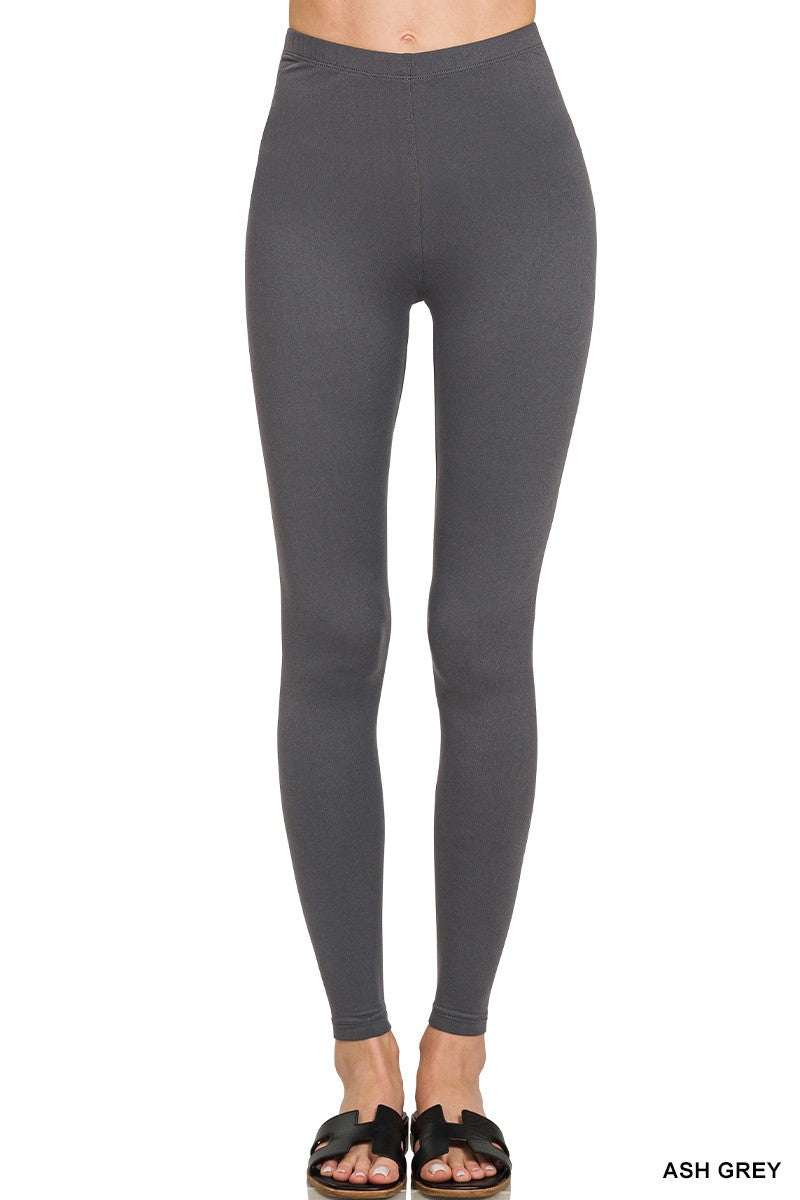 Payton Premium Micro Fiber Full Length Leggings Ash Grey