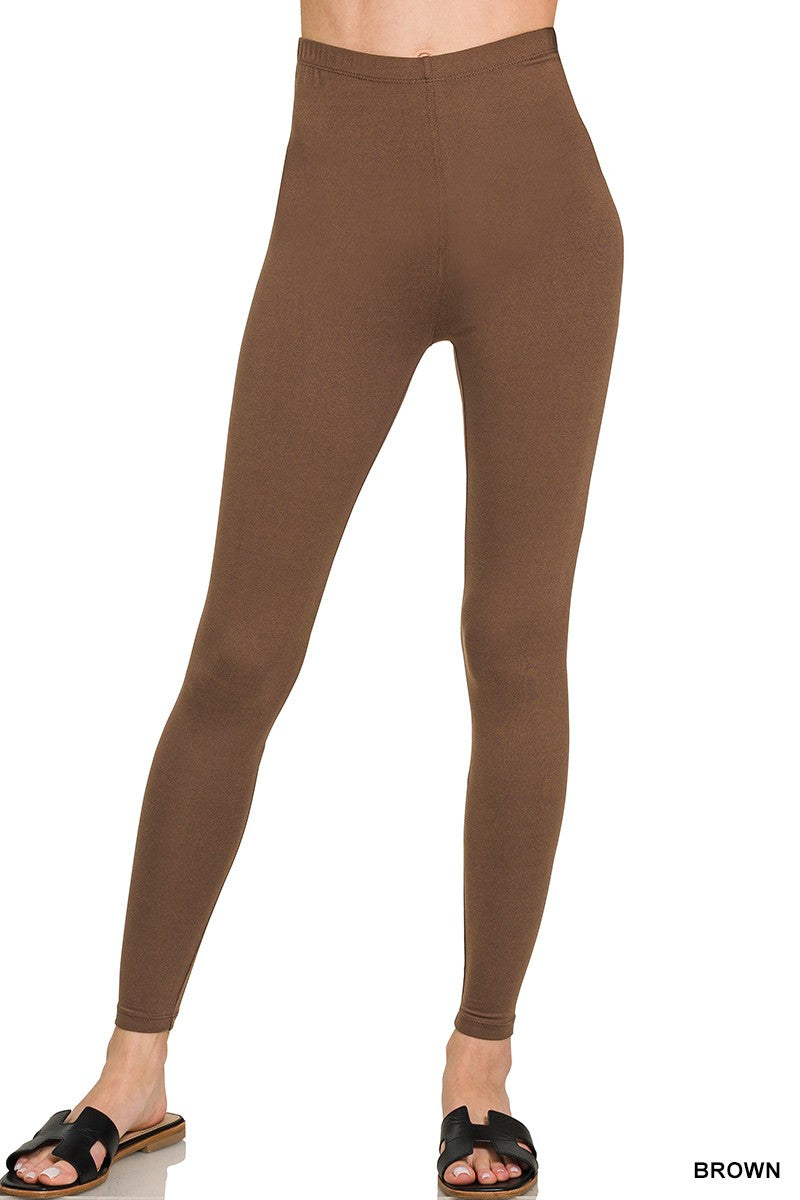 Payton Premium Micro Fiber Full Length Leggings Brown
