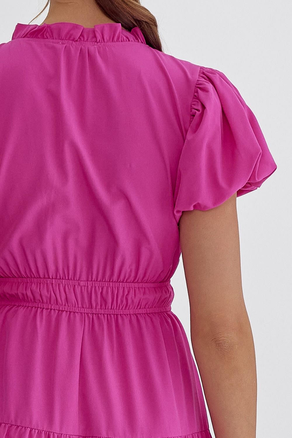 Morgan Tiered Midi Dress Magenta