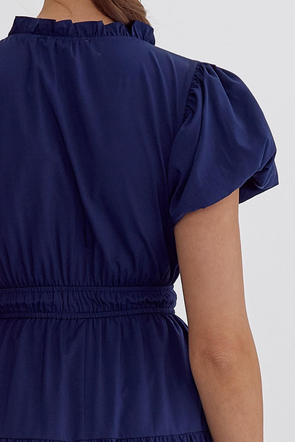 Morgan Tiered Midi Dress Navy