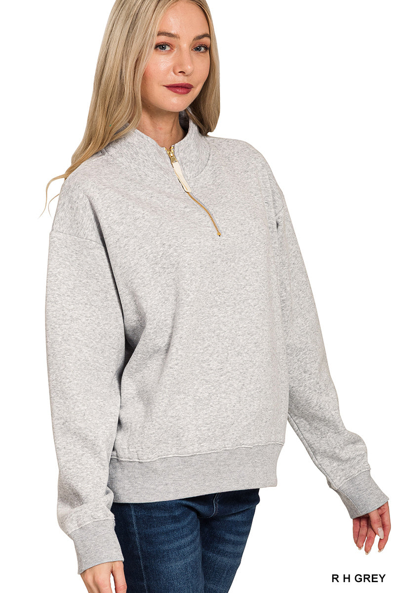 Holly Half Zip Sweatshirt Heather Grey