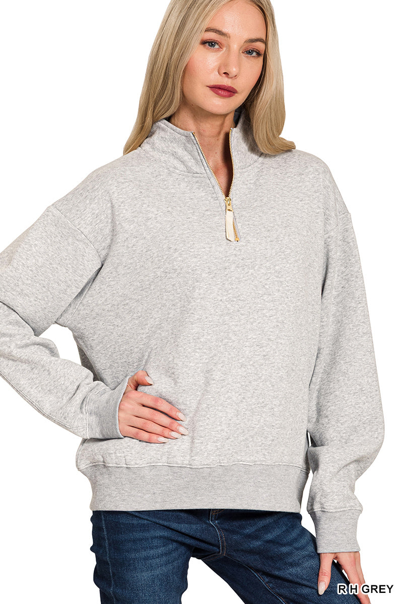 Holly Half Zip Sweatshirt Heather Grey