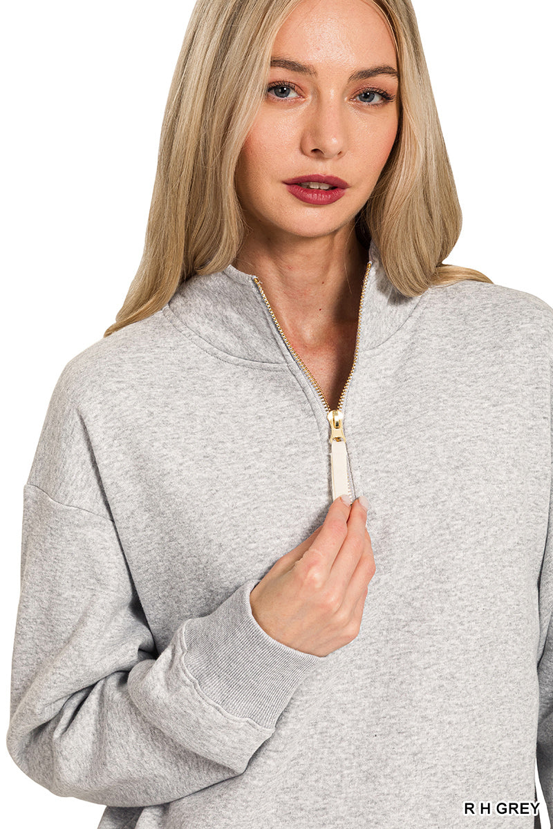 Holly Half Zip Sweatshirt Heather Grey