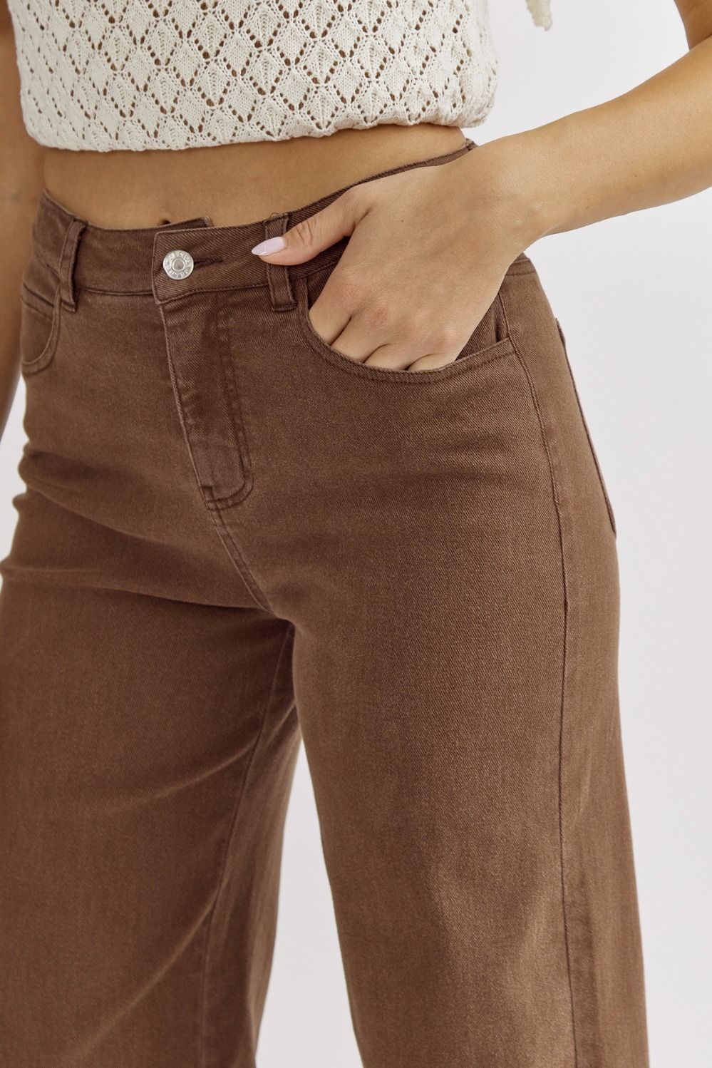 Angels Acid Wash Pants-Brown : Small