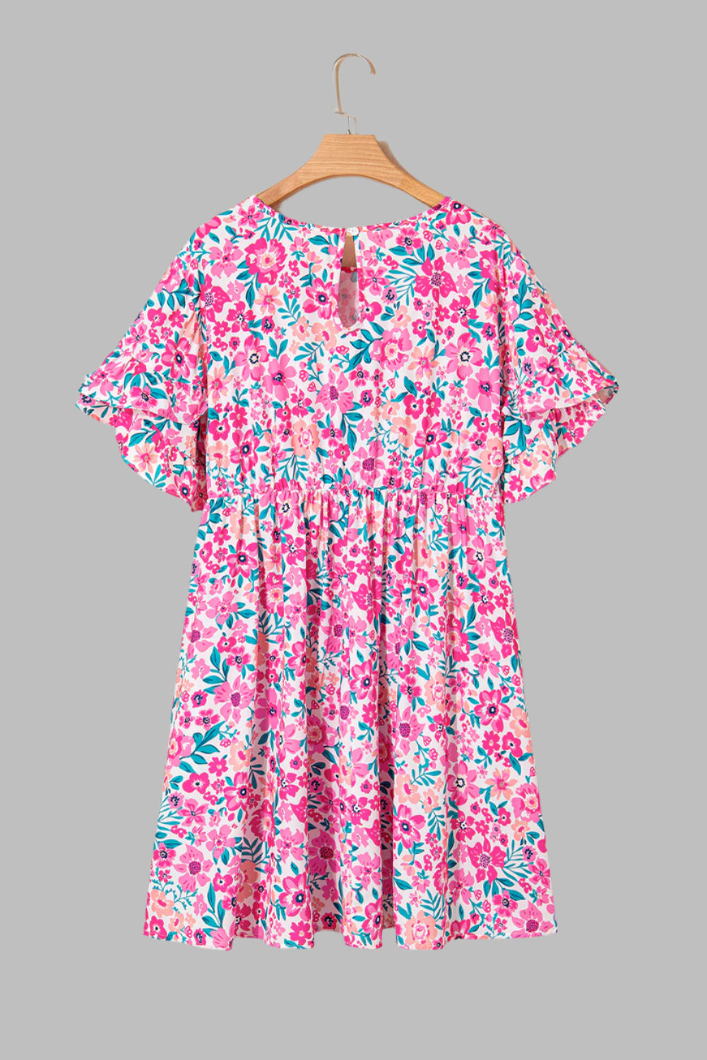 Farrah Floral Flare Dress Pink & White
