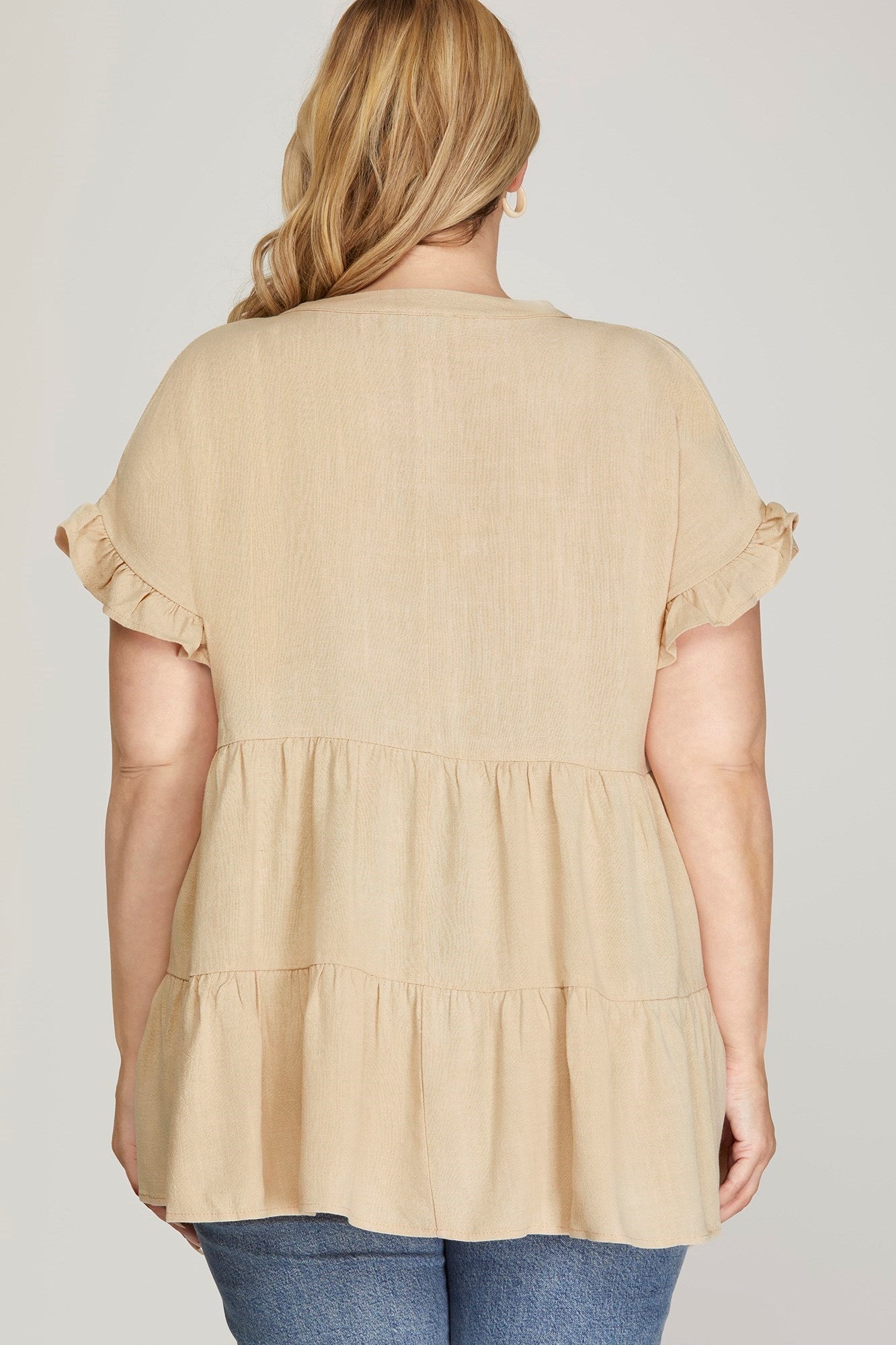 Olivia Tiered Tunic Top Taupe