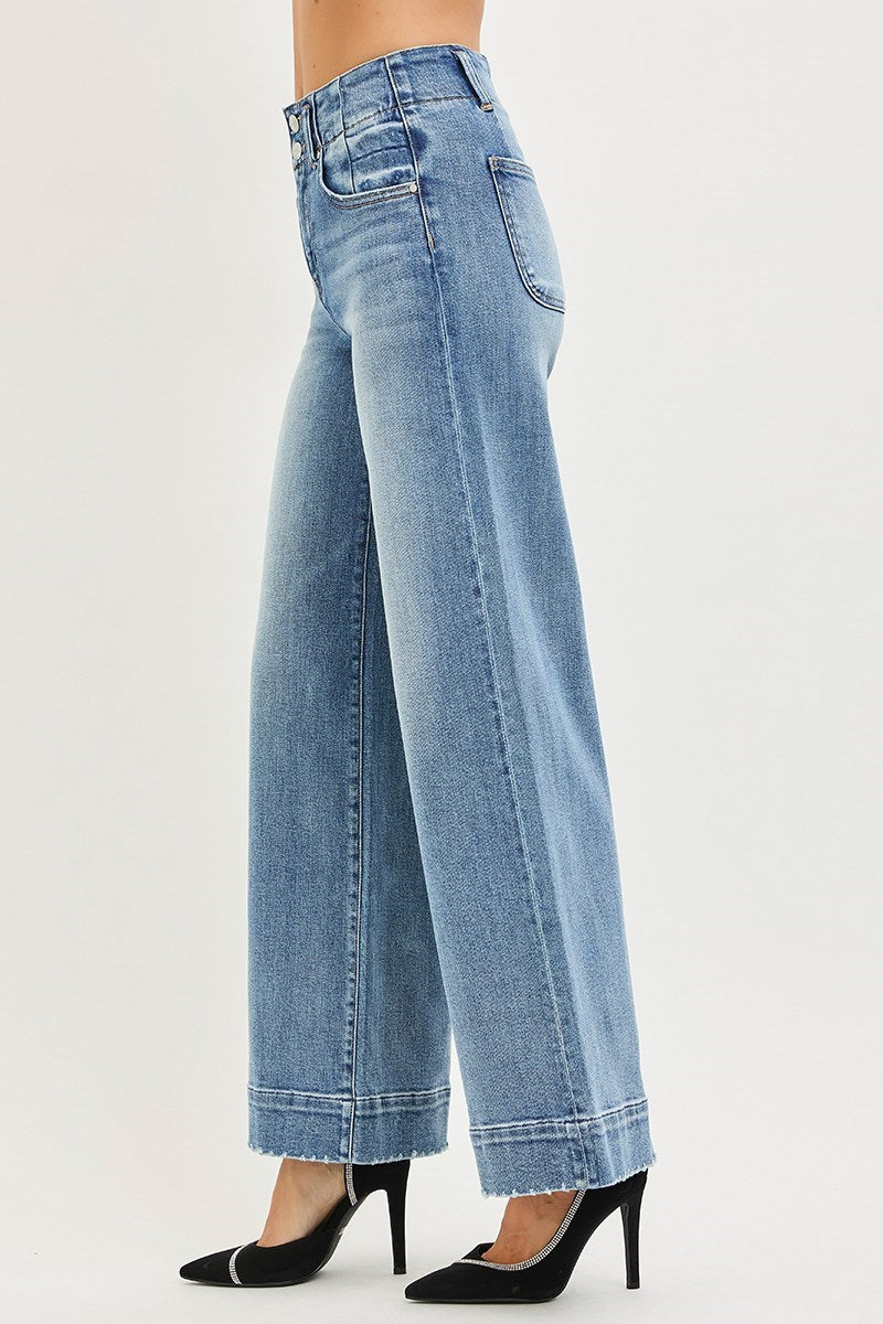 Hadley High Rise Ankle Wide Seam Detailed Risen Jeans Medium
