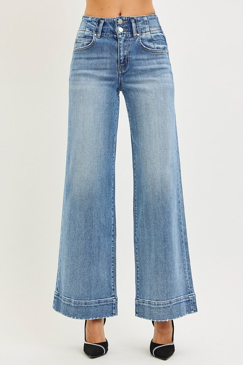 Hadley High Rise Ankle Wide Seam Detailed Risen Jeans Medium