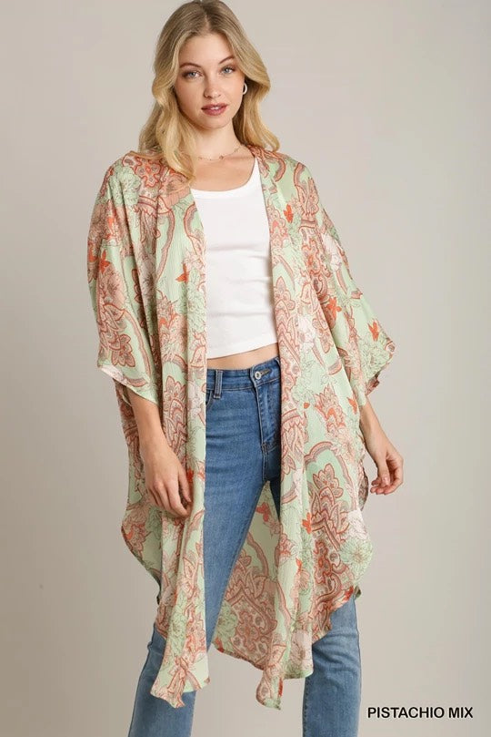 Mixed Print Kimono Pistachio