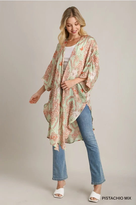 Mixed Print Kimono Pistachio