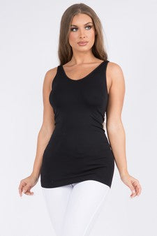 Seamless Reversible Neck Tank-One Size Plus : Black