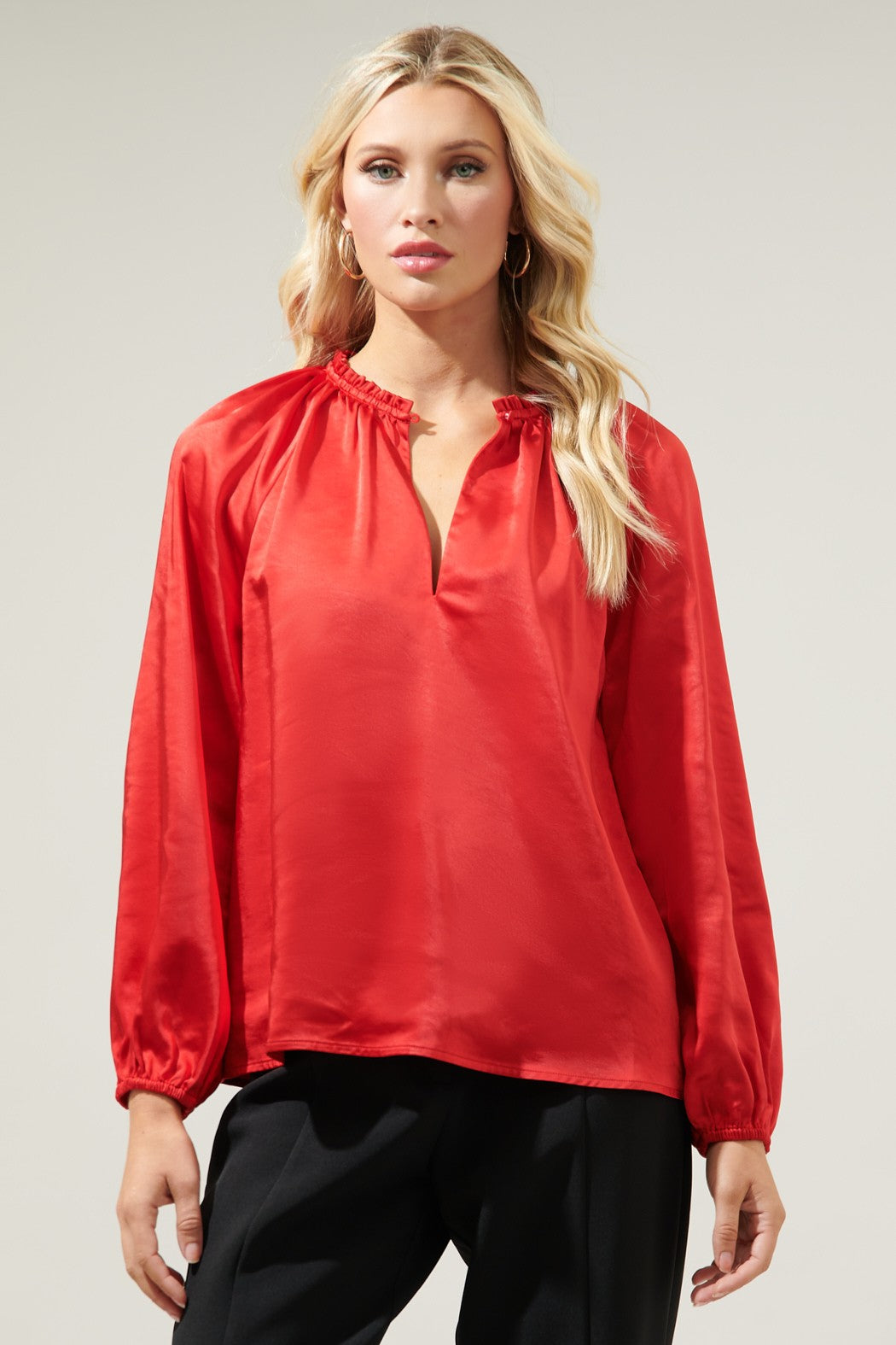 Sloan Satin Blouse Red