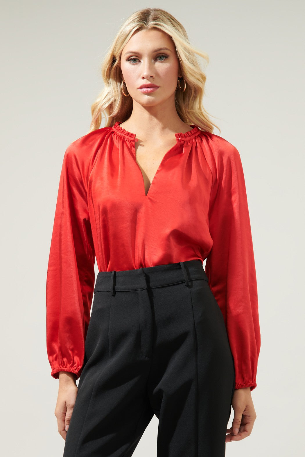 Sloan Satin Blouse Red