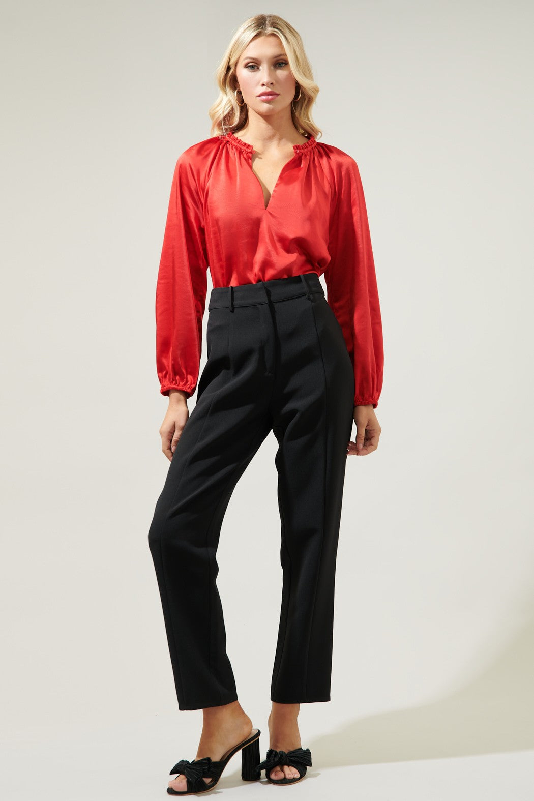 Sloan Satin Blouse Red