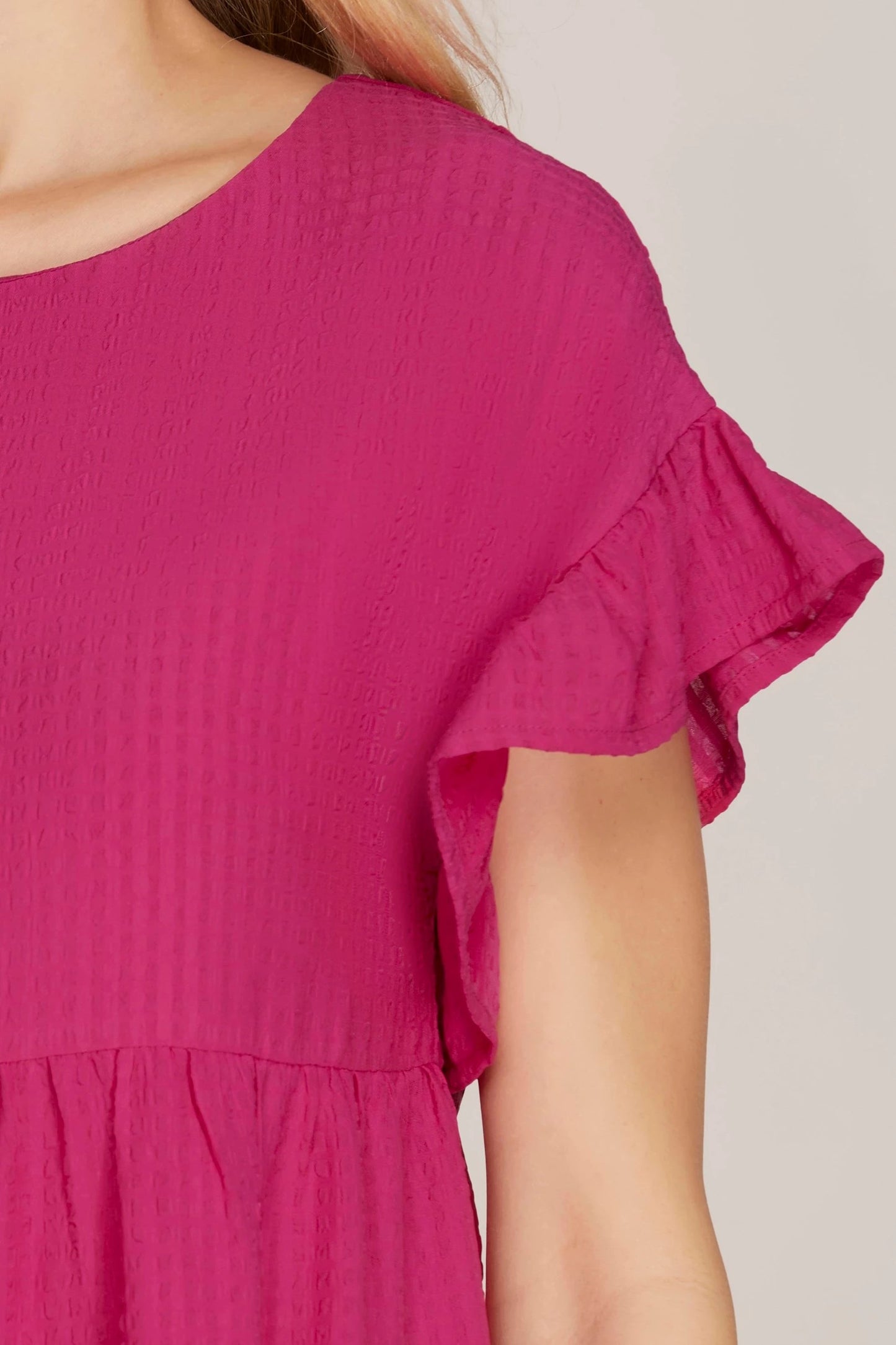 Taylor Textured Tiered Dress Fuchsia