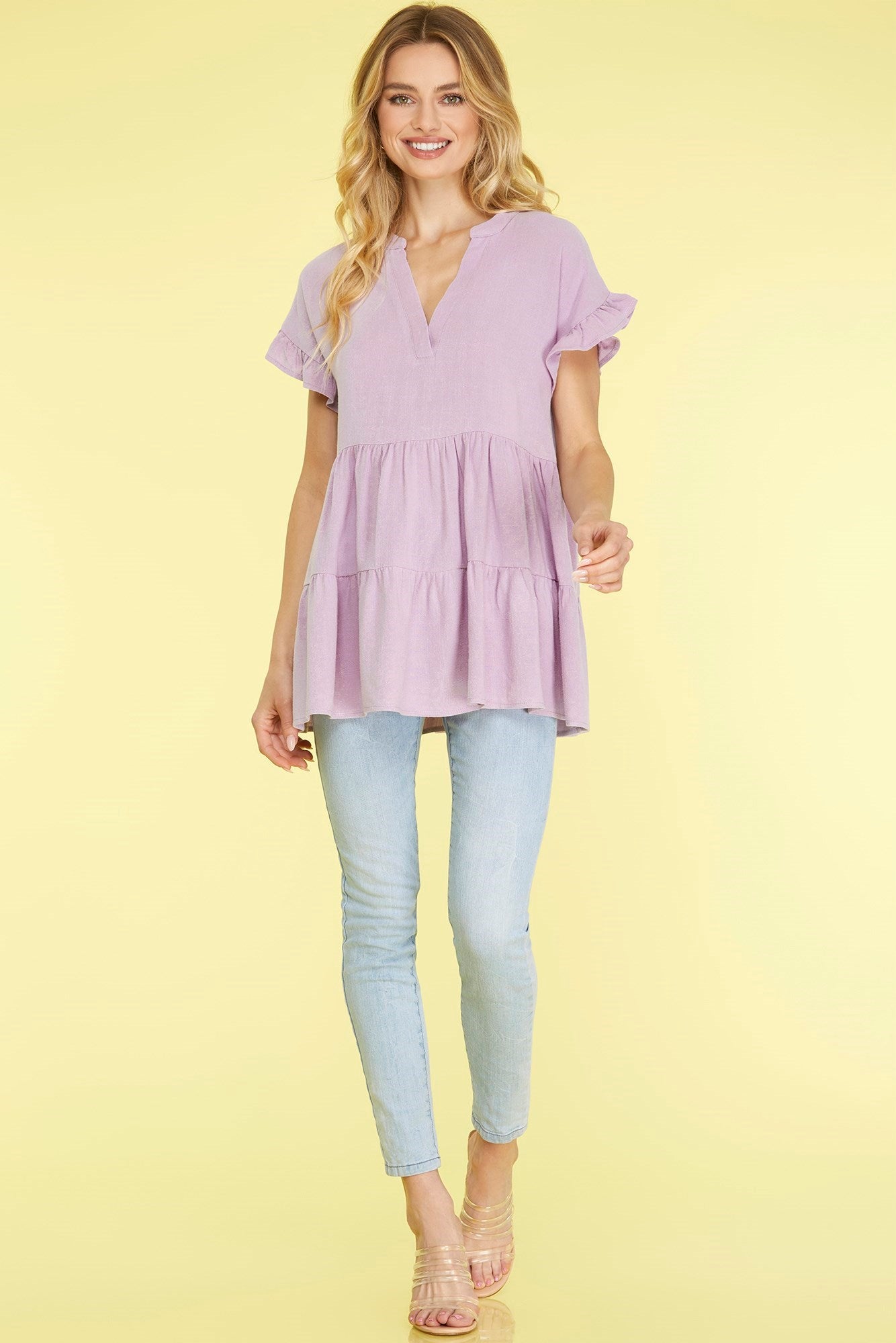 Olivia Tiered Tunic Top Lilac