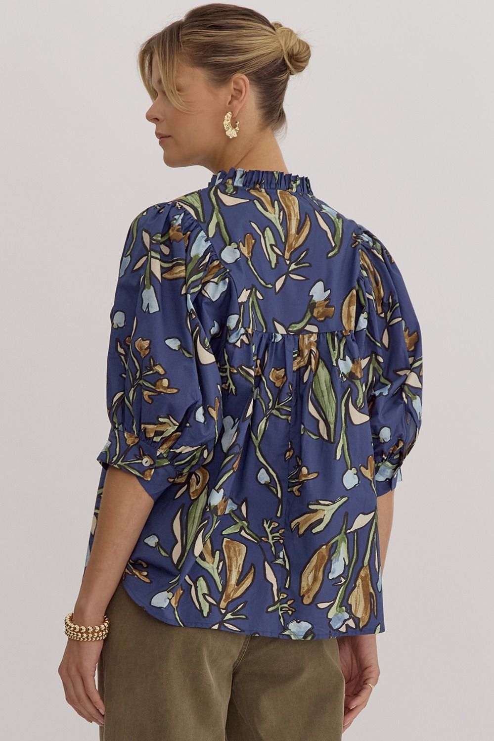 Nova Floral V-Neck Top Midnight