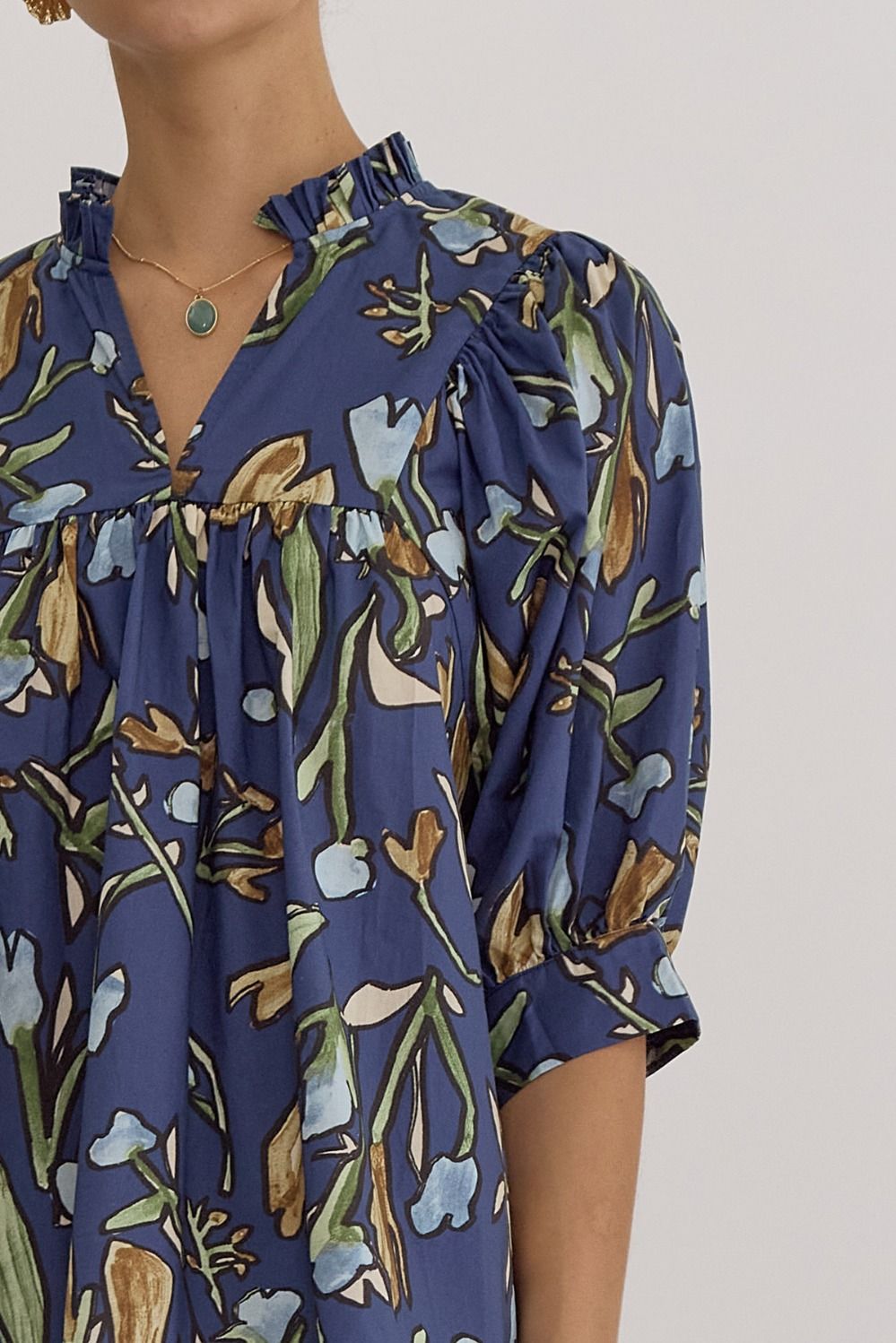 Nova Floral V-Neck Top Midnight