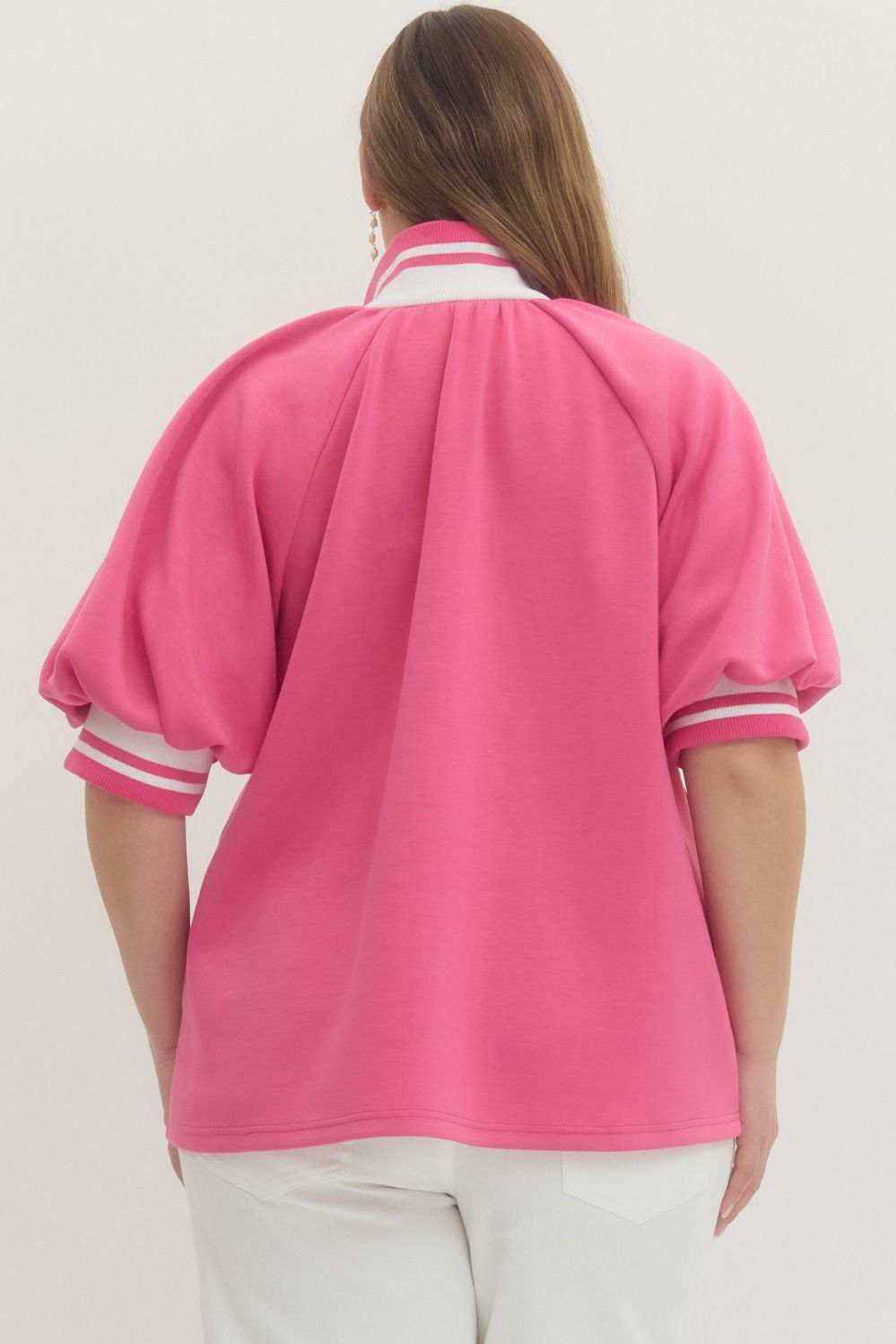 Sally Raglan Short Puff Sleeve Top Pink