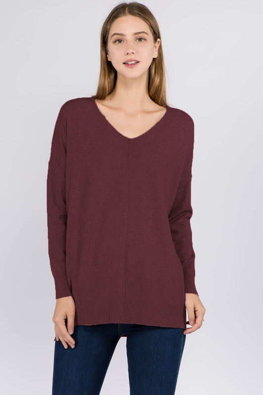 Tabitha V - Neck Sweater Dusty Plum