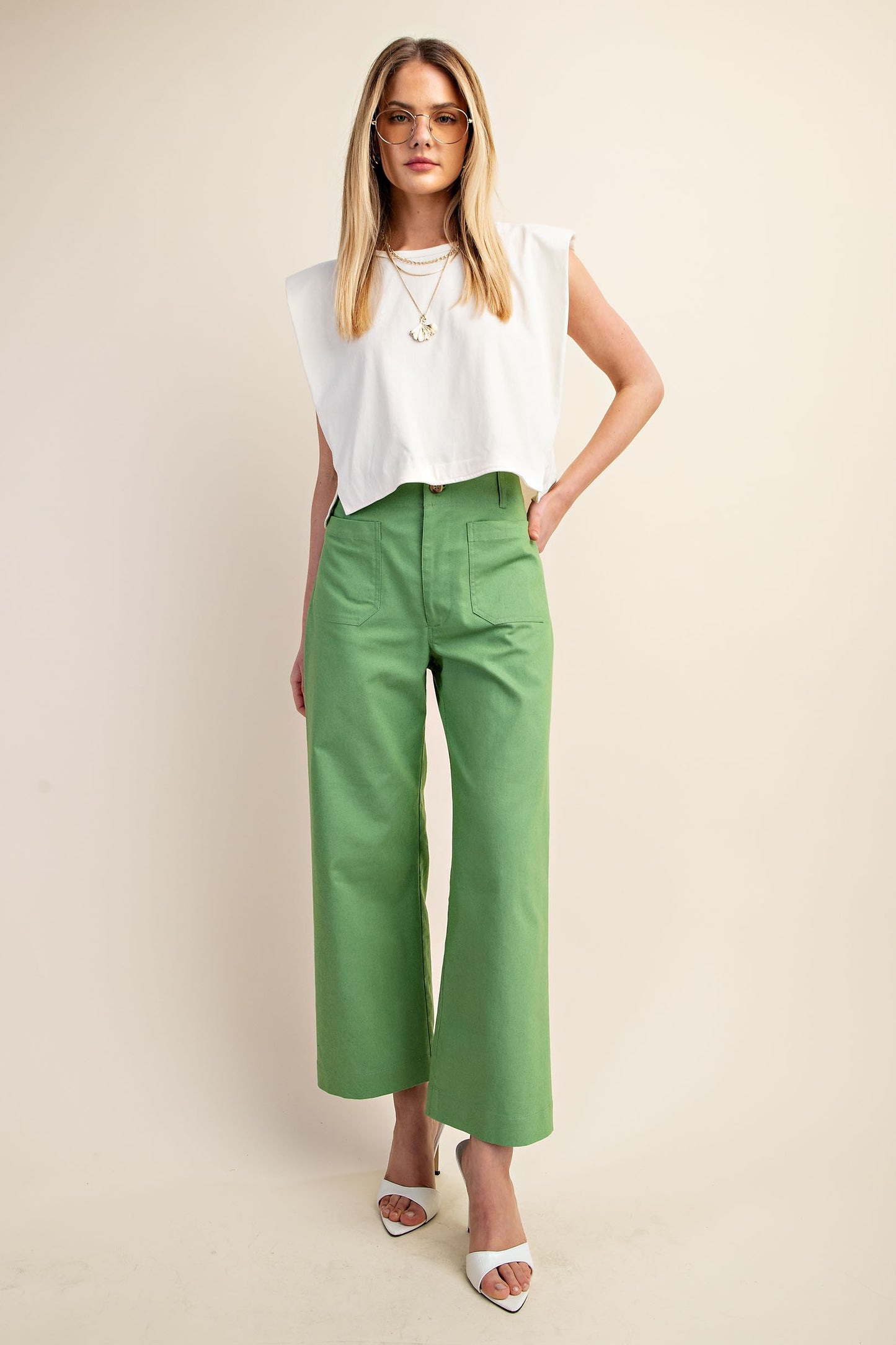 Cathy Cropped Ankle Pants Apple Green